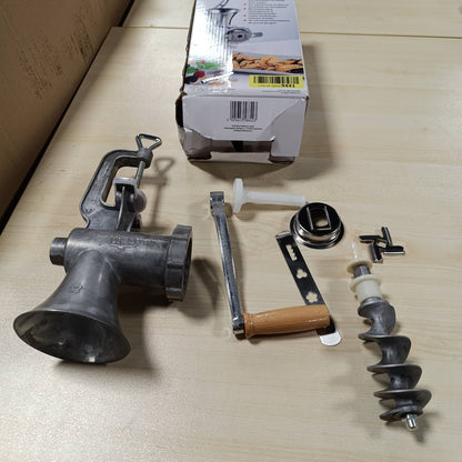 219164 - GSW Mulli mishi Madhësia Nr. 8, çelik inox, për mish dhe perime, përfshin aksesorin e pjekjes dhe guaskën, Alumini, Argjendi