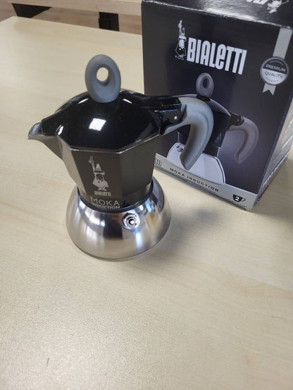 293036 - BIALETTI Moka Induction, Tenxhere Moka, e përshtatshme për të gjitha sobat, 2 gota Espresso (100ml), e zezë