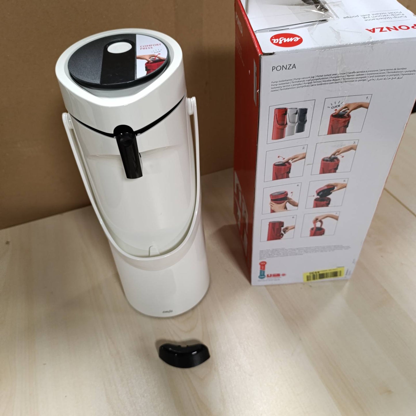183871 - EMSA GMBH Termos Ponza ISO 515707, 1.9L, Çelik Inoks, Dimensionet 17x16.5x39cm, Ngjyra e Bardhë