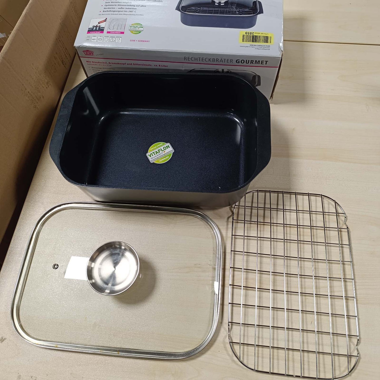 217666 - GSW Gourmet Pjekje Drejtkëndëshe, 8 litra, alumin i derdhur, e zezë