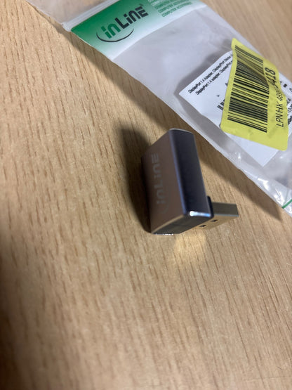 300027 - INLINE - Adaptues DisplayPort 1.4, i kënduar lart 90°, DP mashkull në femër, i pajtueshëm me 8K, 17291G.