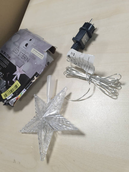 185687 - SPETEBO Dekorues për Pemën e Krishtlindjeve me 10 LED dhe Prizë Elektrike, përmasat 18x22cm, Ndriçim i Bardhë i Ngrohtë, Modeli me Yll