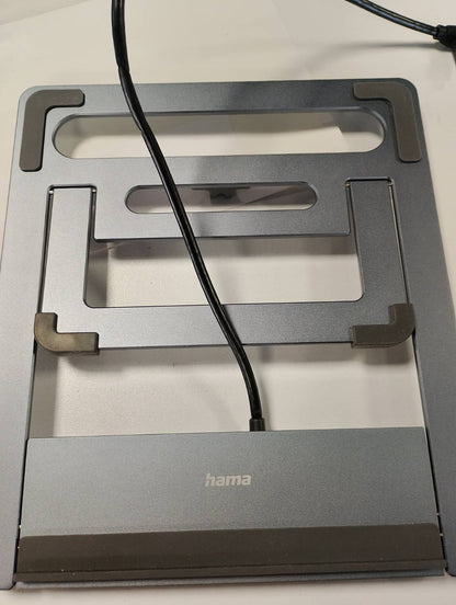 298989 - HAMA Stacion Dokimi USB C Hub me Mbështetëse Laptopi, 12 Porta (4x USB A, 2x HDMI, 3x USB-C, 1x DisplayPort, 1x LAN/Ethernet, 1x Jack 3.5 mm), Mbështetëse Laptopi 12 në 1 për Qendër USBC për Zyrë ose Zyrë në Shtëpi