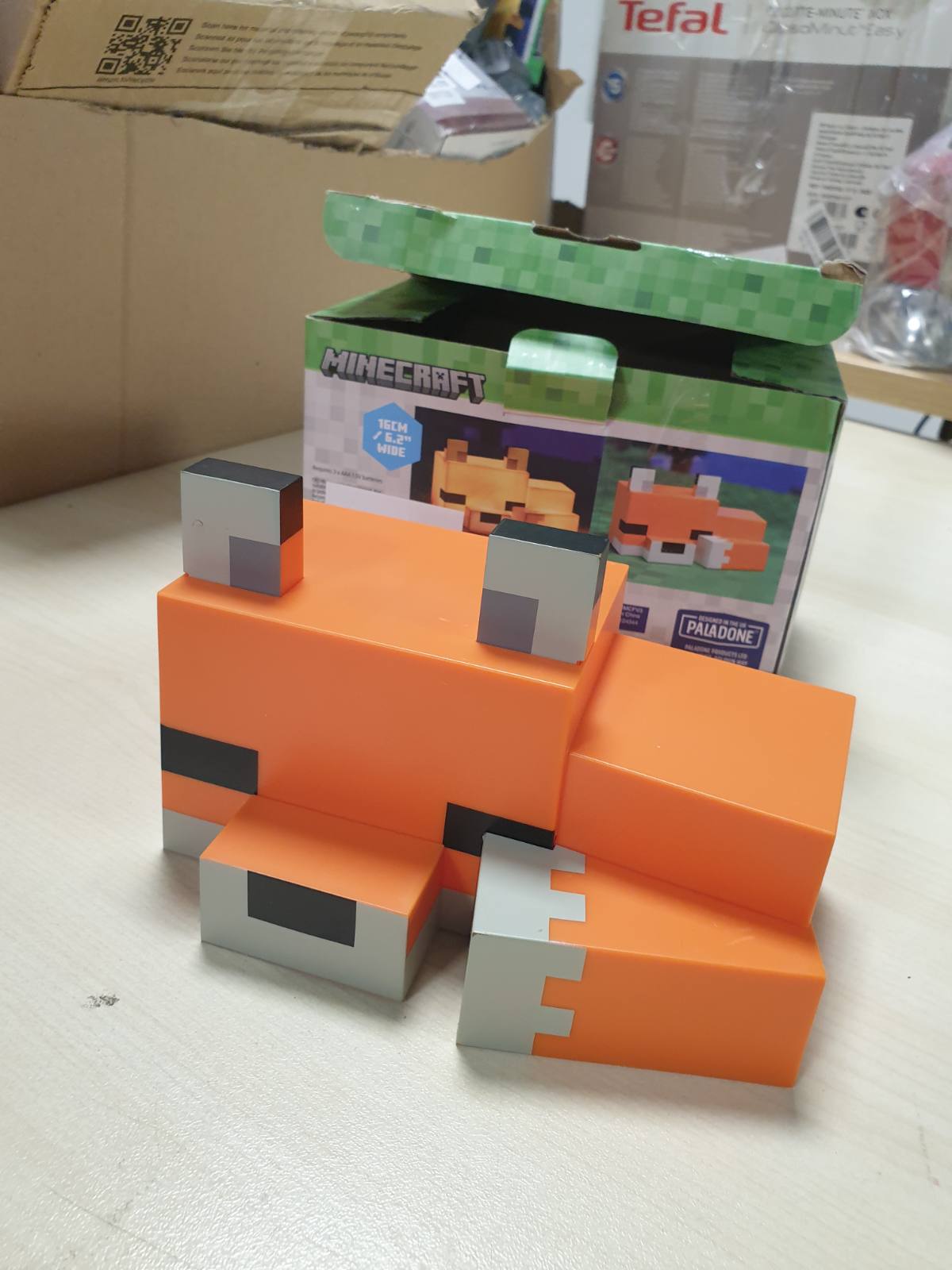 196839 - MINECRAFT Dritë Nate në Formën e Fox, Llambë Zyrtare, Dhurata për Djem dhe Vajza, Aksesorë dhe Dekor për Dhomën e Fëmijëve, ngjyra Portokalli