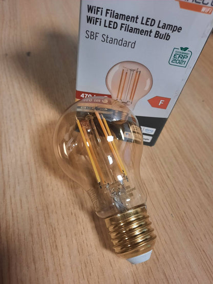 186449 - BRENNENSTUHL Llambë LED Filamenti Connect WiFi, E27, 470lm, 4.9W, Bardhë e Ngrohtë 2200K, Errësim i Vazhdueshëm, Retro, Pajtueshme me Amazon Alexa dhe Google Assistant, Aplikacion Falas