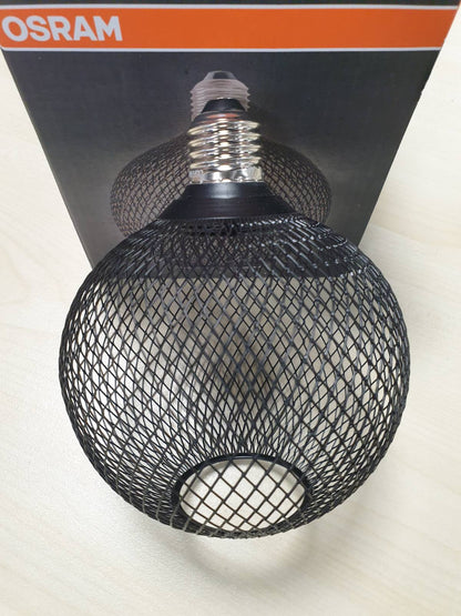 184951 - OSRAM Llambë LED Flat Globe, Rrethore 3.5W, 300lm/2700K, e Bardhë e Ngrohtë 827, Material Akrik,Plastikë e Zezë, Fileto Vidë E27, Jo e Errësueshme, Diametër 125mm