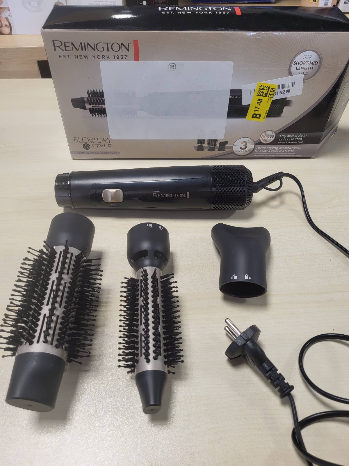 271444 - REMINGTON Furçë me ajër të nxehtë AS7300, 3 aksesorë: furçë e rrumbullakët 25 mm dhe 38 mm, 2 nivele nxehtësie, Tharje dhe stilim