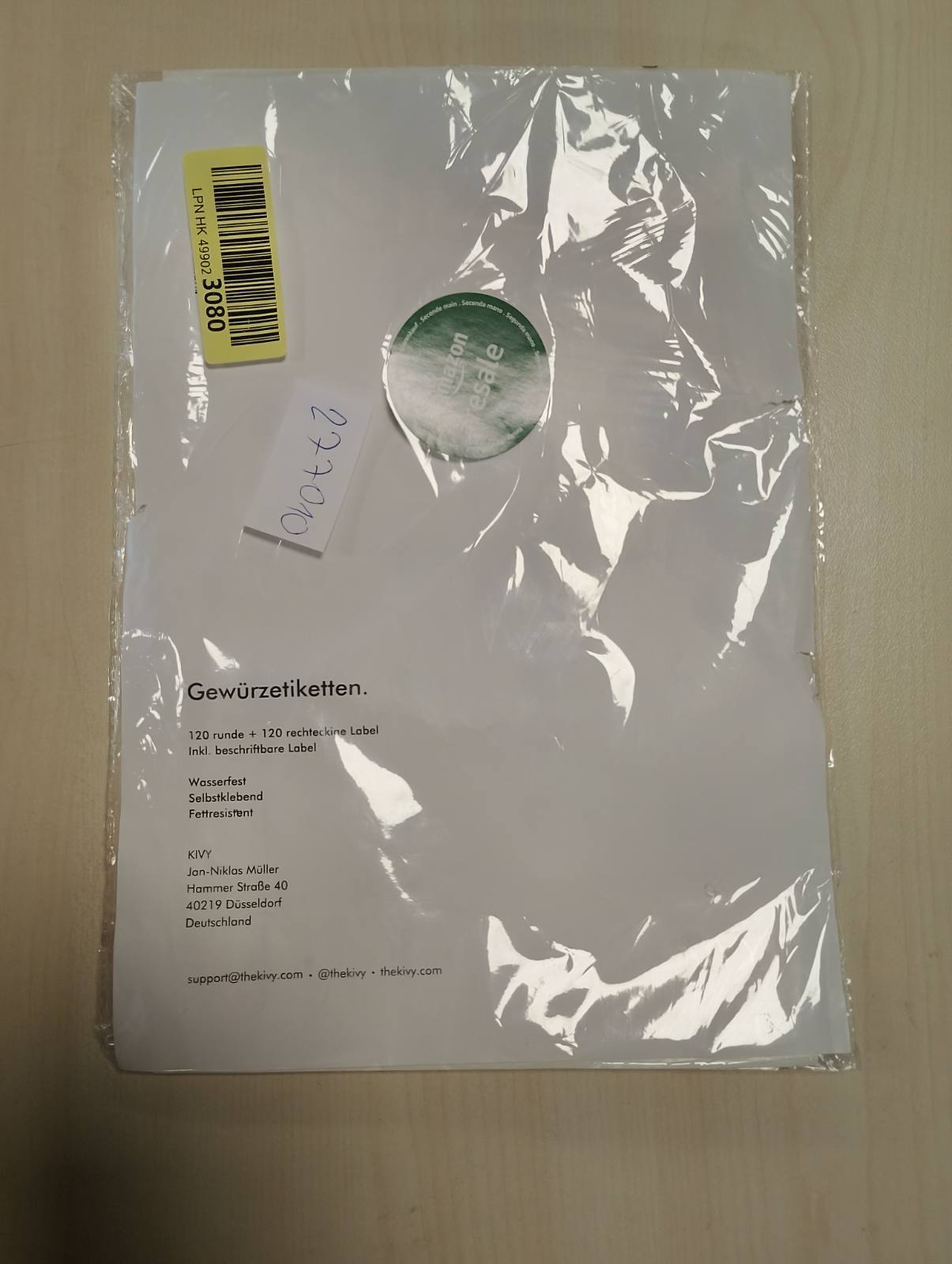 277010 - KIVY Etiketa Erëzash Vetëngjitëse dhe të Papërshkueshme nga Uji [200 copë] - Të Rrumbullakëta + Drejtkëndëshe - Ngjitëse Erëzash për Kavanoza Erëzash - Të Bardha