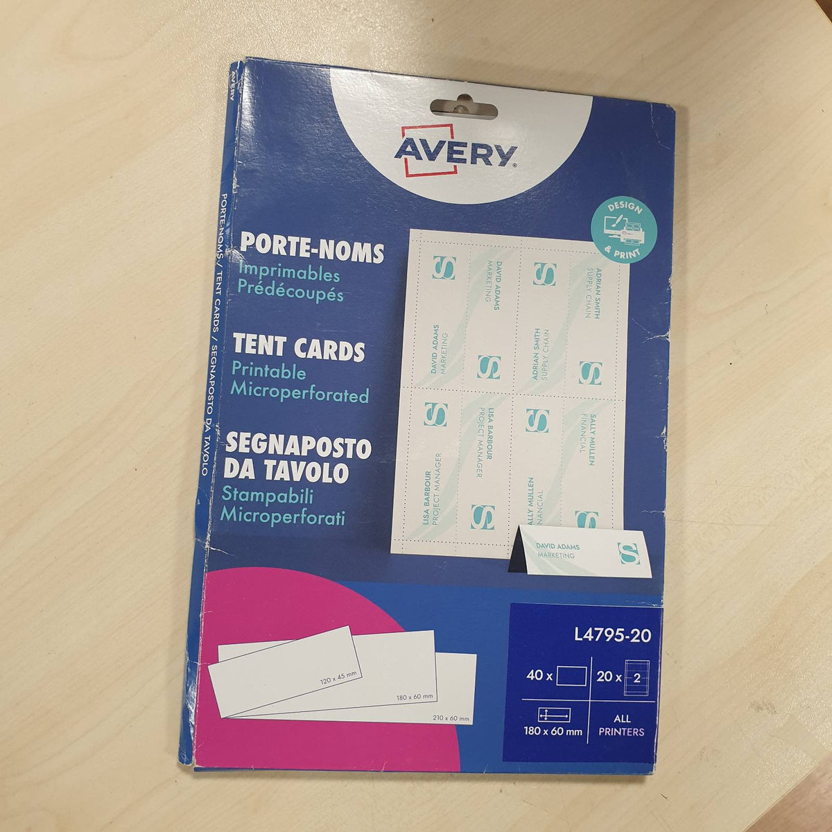 299824 - KARTË PËR PRINTIM PËR TENDË AVERY DENNISON L4795-20, 20 FLETË
