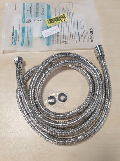 289350 - OFFO Tub dushi fleksibël prej çeliku inox, 2m, lidhje standarde G1/2 inç, pa rrjedhje, kundër përdredhjes, i lehtë për t'u pastruar, krom