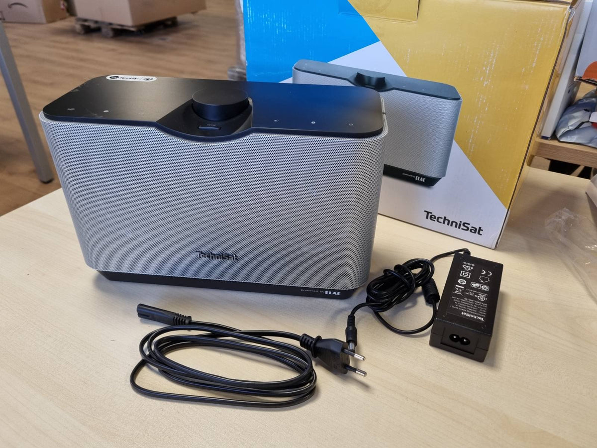 319489 - TECHNISAT AUDIOMASTER MR2 Altoparlant Wi-Fi ELAC 60 W dhe radio interneti, UPnP/DLNA, altoparlant shumëdhomësh, Spotify dhe Bluetooth, i zi/argjendtë