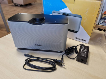 319489 - TECHNISAT AUDIOMASTER MR2 Altoparlant Wi-Fi ELAC 60 W dhe radio interneti, UPnP/DLNA, altoparlant shumëdhomësh, Spotify dhe Bluetooth, i zi/argjendtë