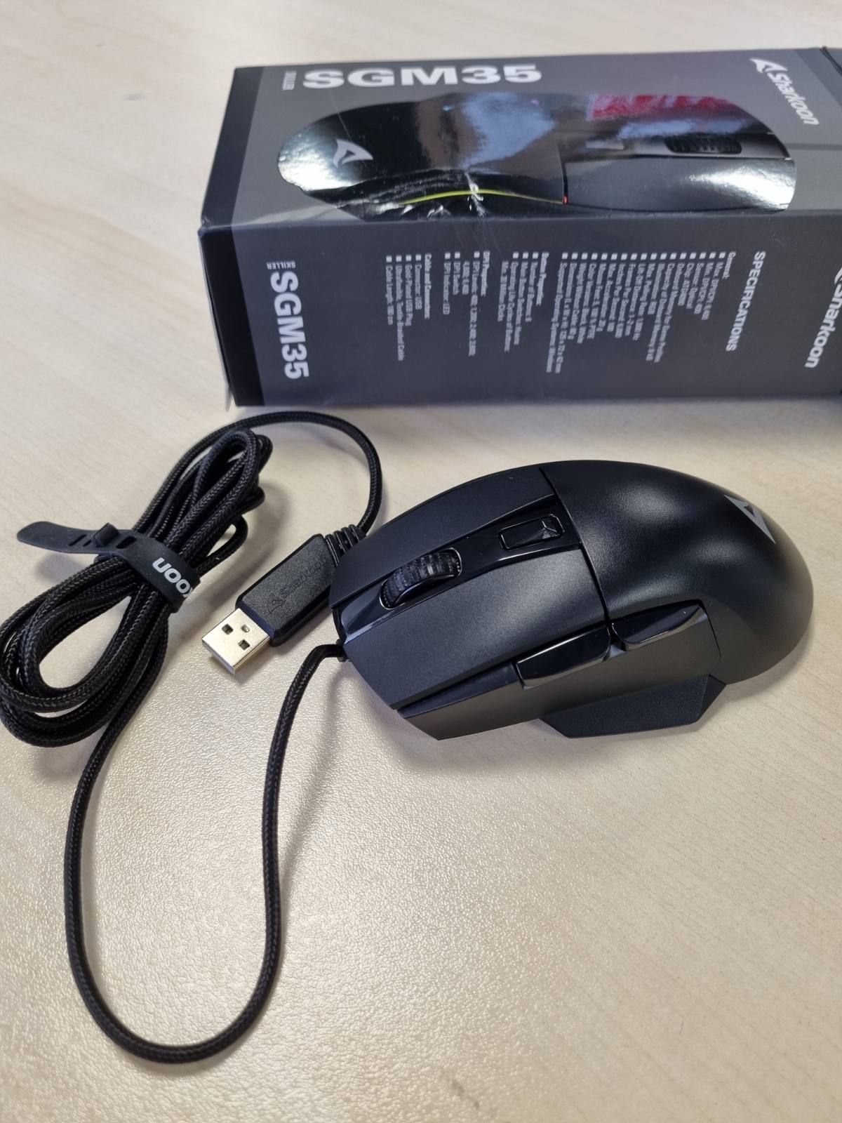 320129 - Sharkoon Skiller SGM35 Maus Optik për Lojëra, RGB, Buton PBT