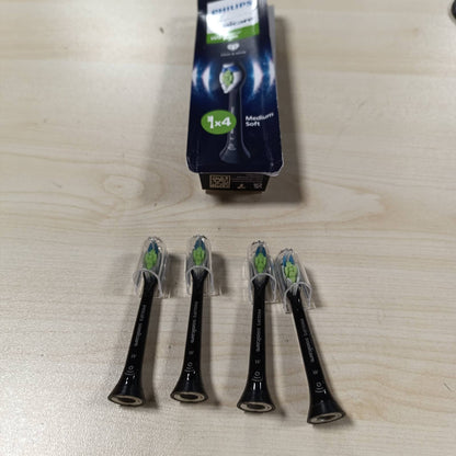 316886 - PHILIPS Sonicare W2 Optimal e Bardhë, Koka Furçash Zëvendësuese Origjinale, e Zezë, Pako me 4, HX6064/88