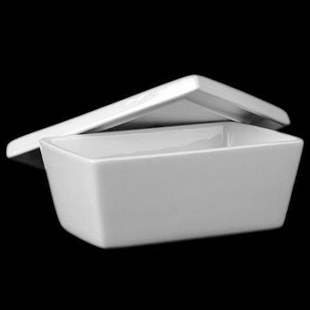 167919 -HOLST Ena për gjalpë prej porcelani BUD 018 1/1, e bardhë, 15.5 x 11.5 x 6 cm, kapacitet 250 g