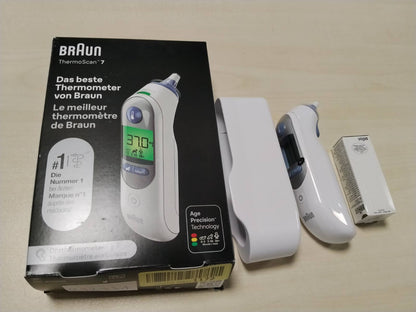 292931 - BRAUN Termometër Veshi ThermoScan 7 BRAIRT6520 | Teknologji Precizionit Age | Ekran Dixhital me Kodim Ngjyrash | Miqësor për Foshnje dhe Fëmijë të Vegjël