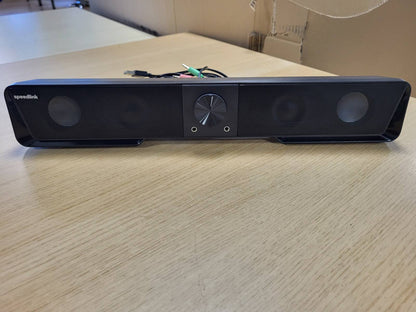 273376 - SPEEDLINK Gravity RGB Stereo Soundbar – Altoparlant PC me lidhje Bluetooth për smartphone/tablet dhe prizë 3.5 mm, ndriçim RGB, prizë për kufje dhe mikrofon, e zezë