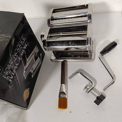 288351 - Makinë manuale për makarona prej çeliku inox, me dy gjerësi, rul dhe prerës çeliku inox, 7 trashësi të rregullueshme për makarona, spageti, fettuccine, lazanja