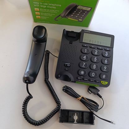 295810 - DORO - Doro PhoneEasy 312cs - Telefon fiks me kabllo - Ekran i madh - Butona të mëdhenj - Funksion pa duar - Kontroll i volumit - Tregues thirrjesh - Ngjyra: I zi