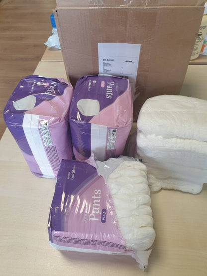 321170 - HEALTHCARE Pantallona për femra nga Amazon, Plus Medium, 40 copë (4 pako me 10 copë), e bardhë