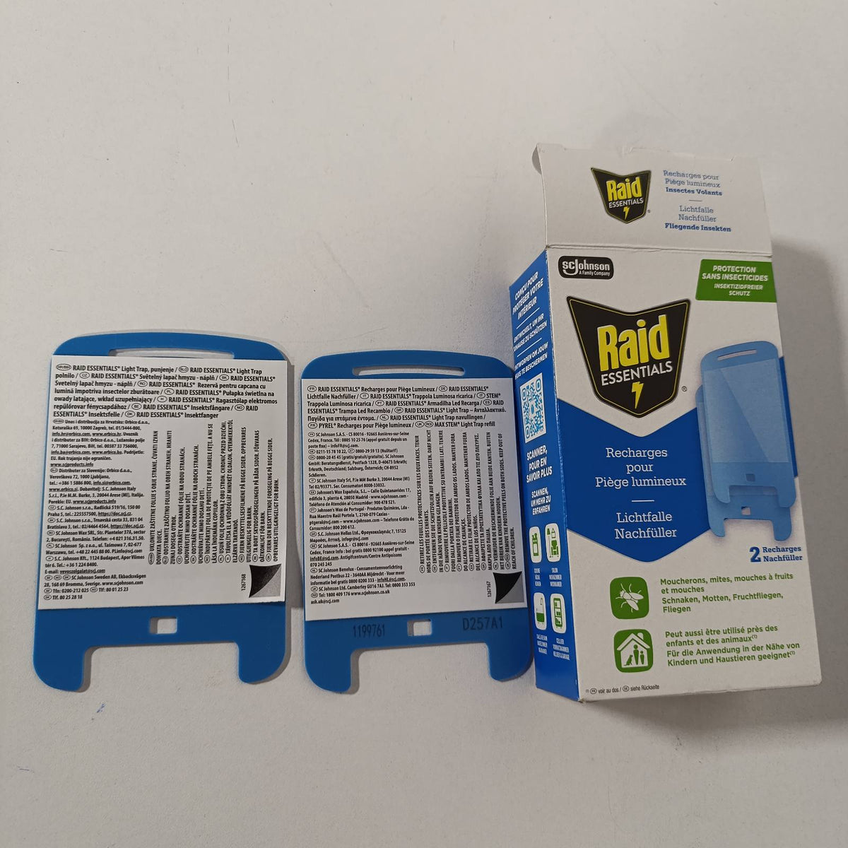 297645 - RAID ESSENTIALS Mbushje për kurthe drite 2x për mizat, mizat e frutave dhe tenjat, pa insekticide, mbrojtje 24/7, pako me 2 copë