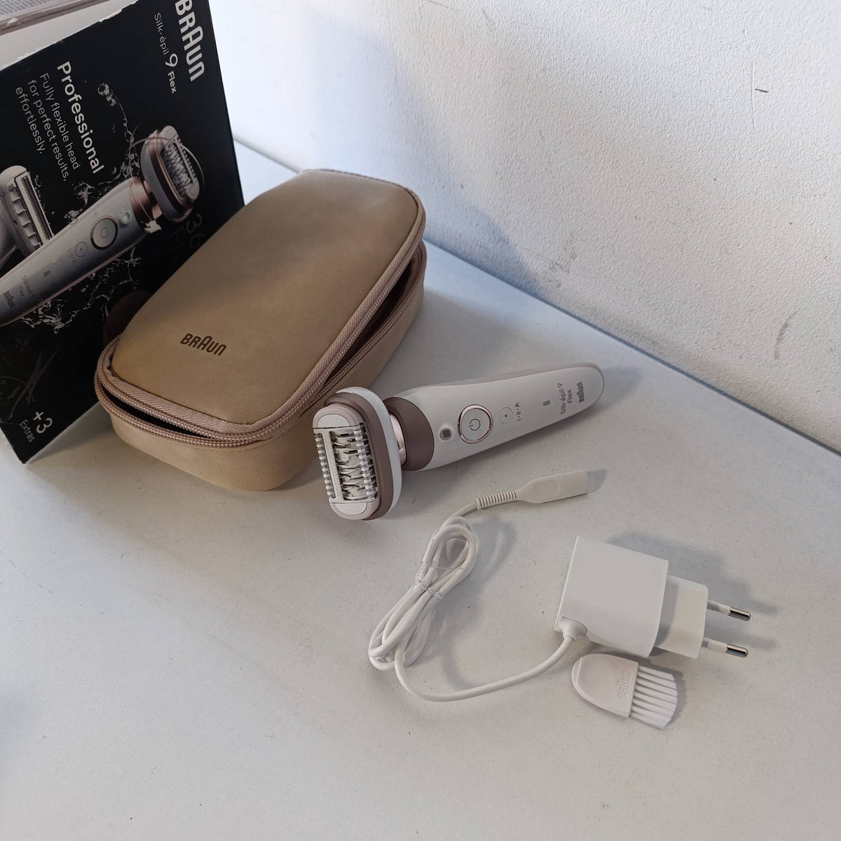289412 - BRAUN Silk-épil 9 Flex, Depilator për Gra 9-030 3D, Titan i Bardhë/Rozë, Kokë Rroje, Kokë Trimmer