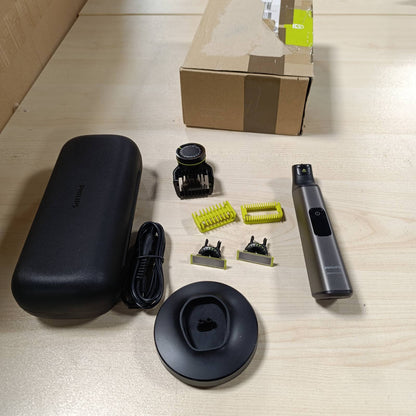 274945 - PHILIPS OneBlade Pro 360 QP6652/30, Makinë Elektrike Rroje, 2 Tehe 360, Krehër Preciz, 2 Shtojca Trupi, Çantë Udhëtimi, Stacion Karikimi