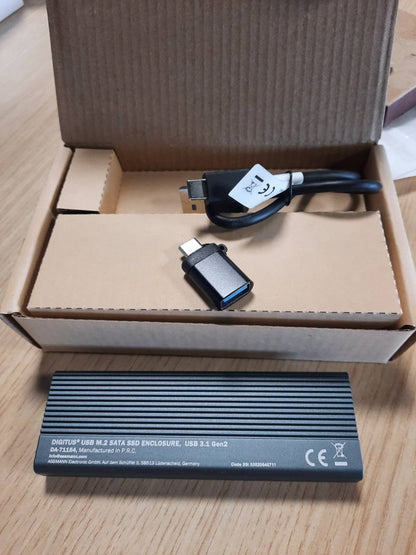 310495 - DIGITUS Kutia e diskut M.2 SATA SSD – USB 3.1 Gen2 Type-C – 6 Gbit/s – B-Key