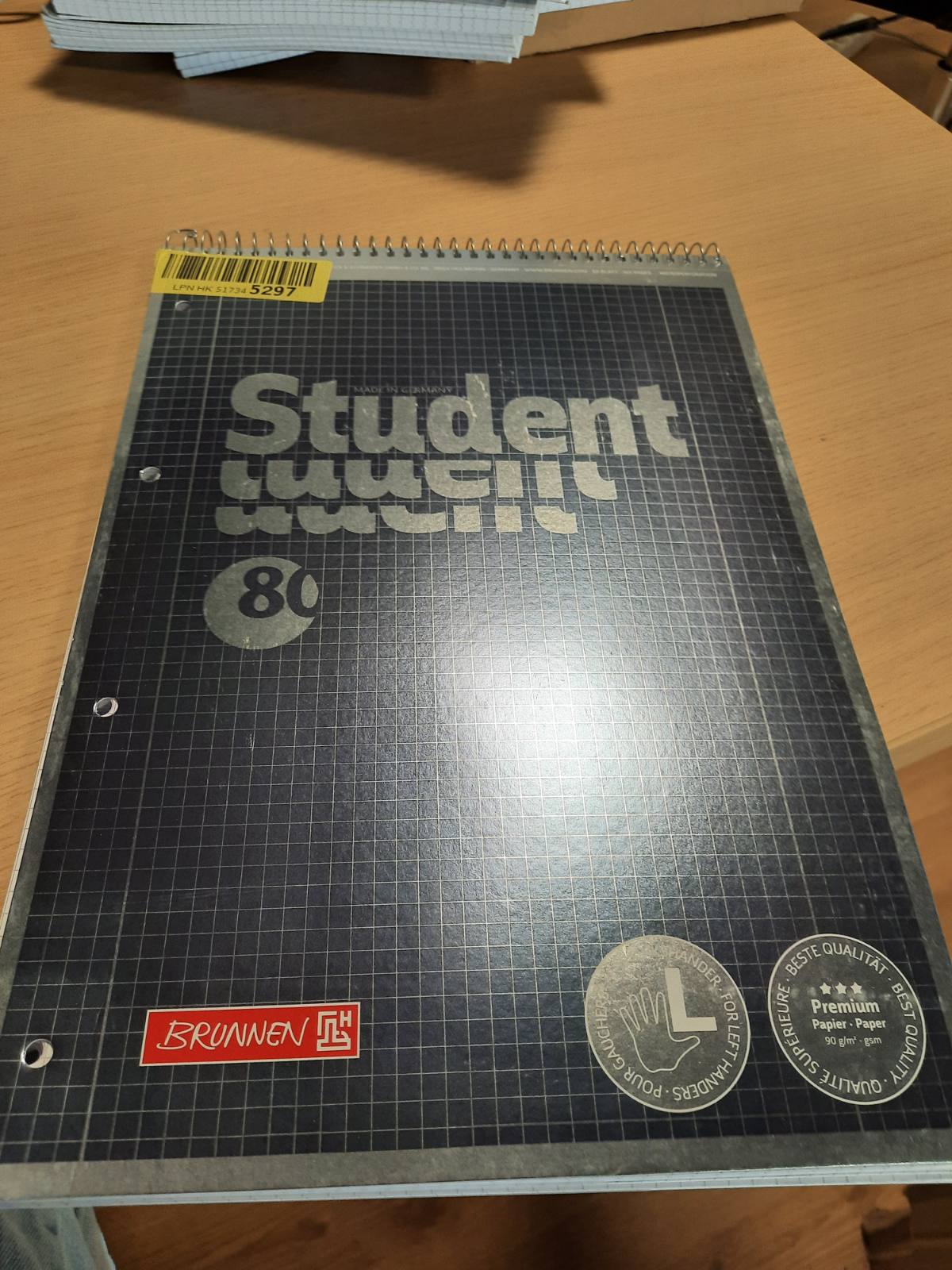 310714 - BRUNNEN Spirale Collegeblock A4, 28 vijëzim, 80 fletë, antracit