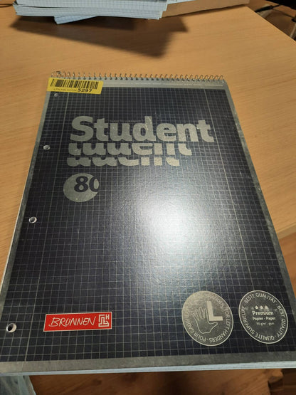 310714 - BRUNNEN Spirale Collegeblock A4, 28 vijëzim, 80 fletë, antracit