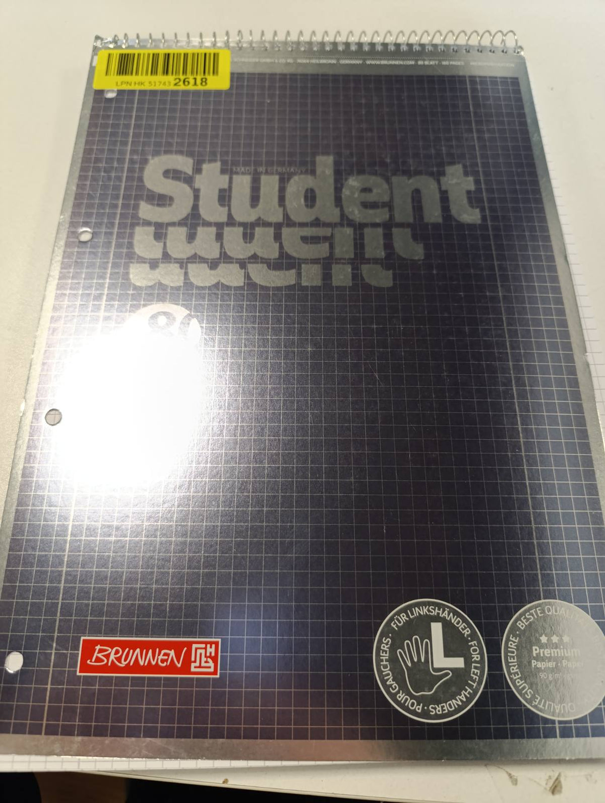 310721 - BRUNNEN Spirale Collegeblock A4, 28 vijëzim, 80 fletë, antracit