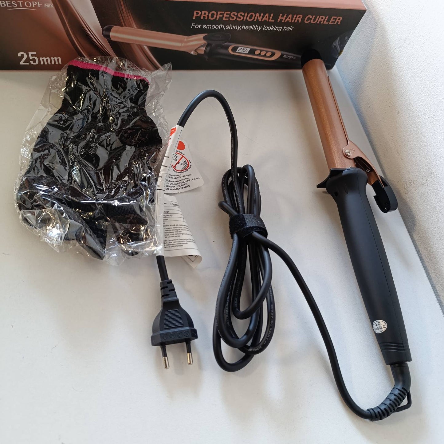316814 - BESTOPE Hekur kaçurrela MIX 25 mm, Hekur kaçurrela me shumë temperatura, Hekur kaçurrela me kaçurrela të mëdha, Kaçurrela flokësh me ngrohje të shpejtë, Hekur kaçurrela me kontroll të saktë të temperaturës në rritje prej pesë gradësh