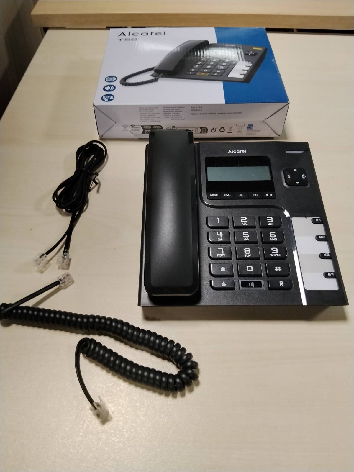 320089 - ALCATEL T56 Telefon fiks me kabllo, Ekran dixhital, Funksion pa duar, Regjistri i thirrjeve, Butoni i rithirrjes, 4 butona të thirrjes së shpejtë, I zi