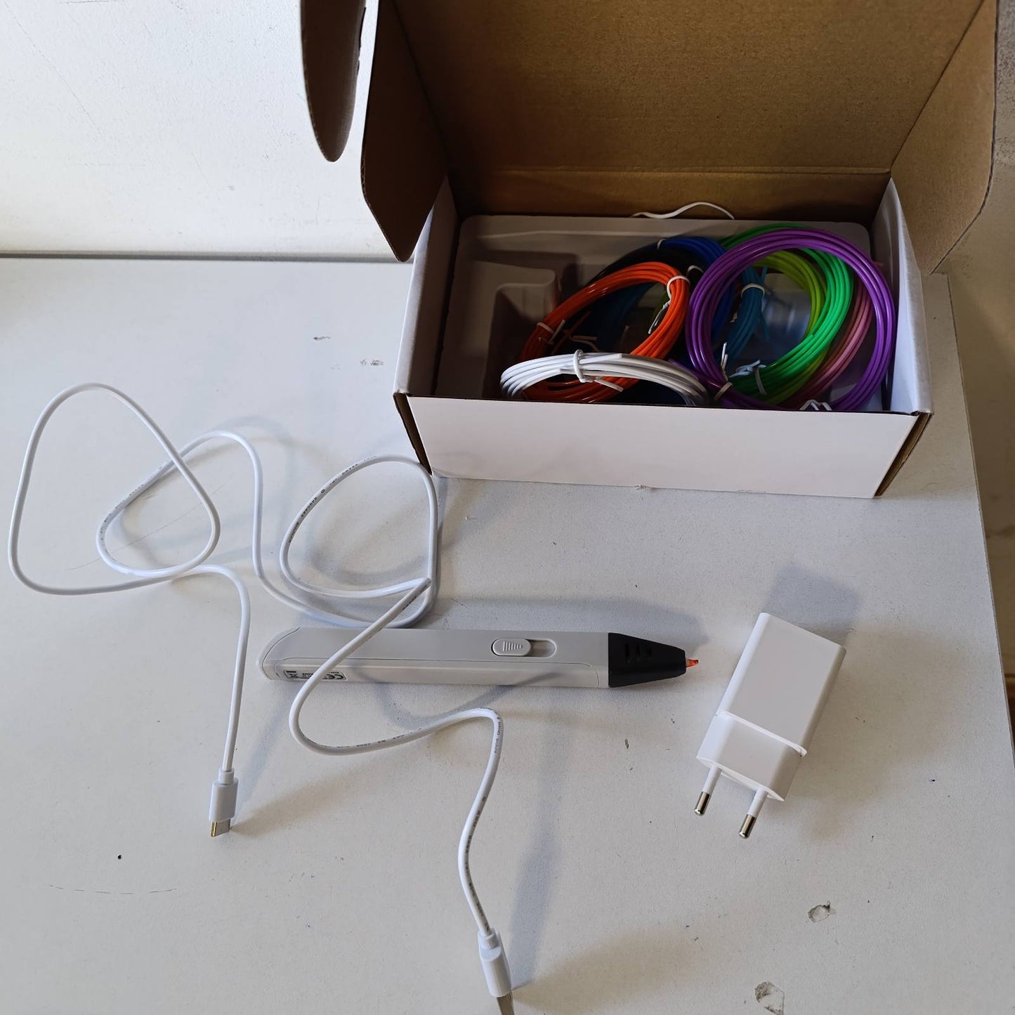 276429 - ARTNOVA Stilolaps 3D me 10 fije me ngjyra PLA (30 m), stilolaps për printer 3D me kontroll të saktë, adaptor BE, mjet rregullimi