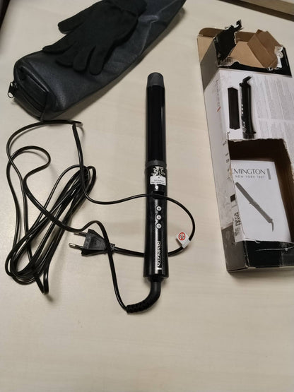 316378 - REMINGTON Hekur kaçurrelash CI9533 për kaçurrela të mëdha [32 mm], Veshje qeramike me perla të vërteta, Ekran LCD 130-210°C, përfshirë dorezën e nxehtësisë, valë të buta për flokë të hollë deri të trashë, i zi