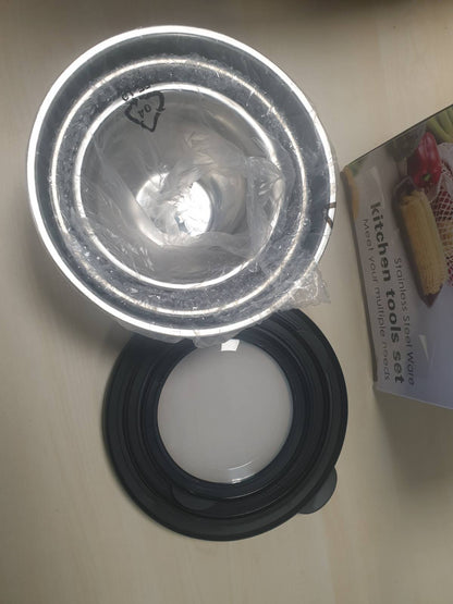223864 - TEAMFAR Set enësh përzierjeje, 3 pjesë çeliku inox me kapakë transparentë, 4.5L/3L/1.5L, të sigurta për lavastovilje, e zezë