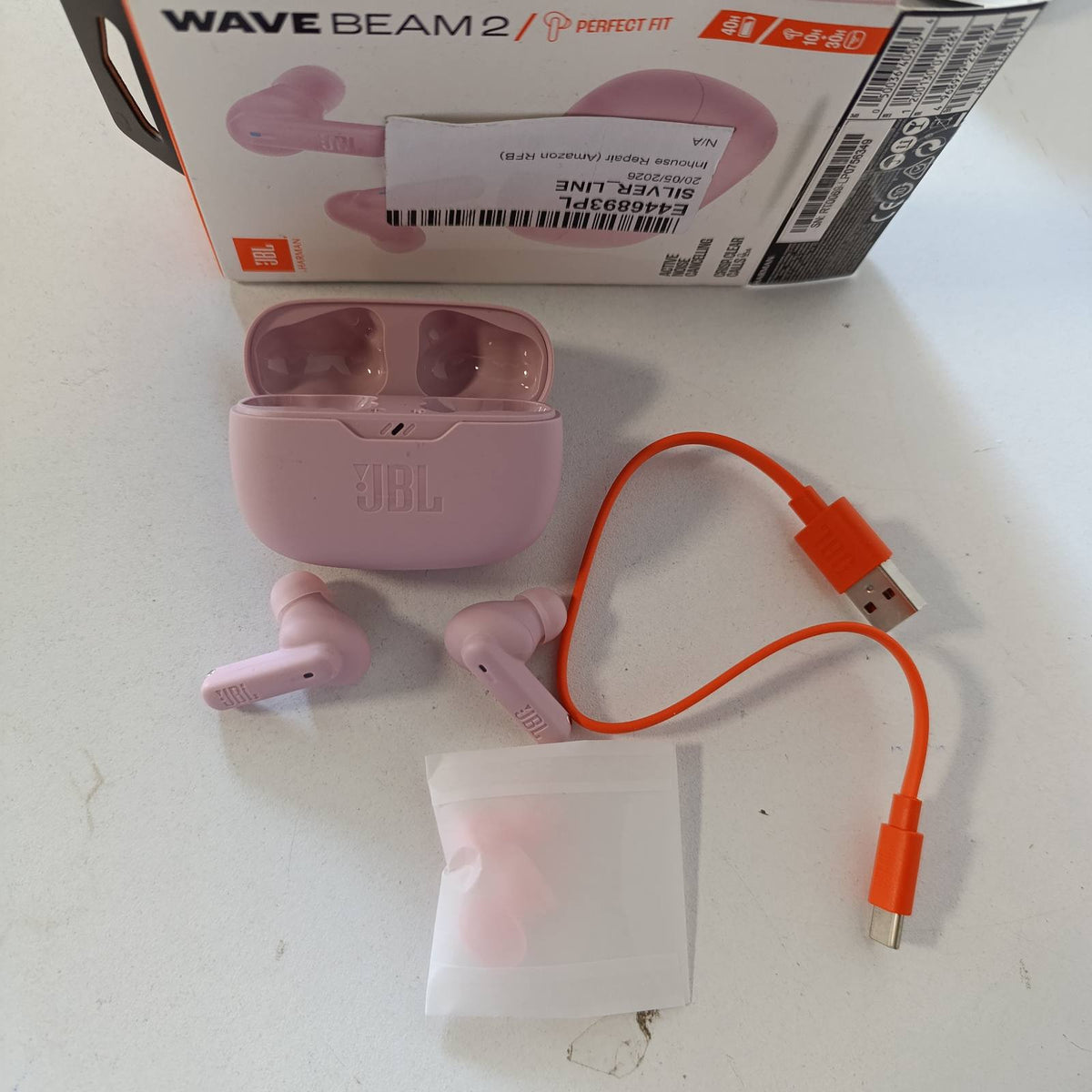 276217 - JBL JBL Wave Beam 2, Kufje Bluetooth, Anulimi i Zhurmës, 40 orë, Tingull JBL, Rozë