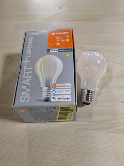 225166 - LEDVANCE Llampa LED inteligjente me teknologji Wi-Fi, bazë E27, e zbehtë, e bardhë e ngrohtë (2700K), zëvendësim për llambat inkandeshente 75W, kontrollueshme me Alexa, Google dhe aplikacion, 1 pako