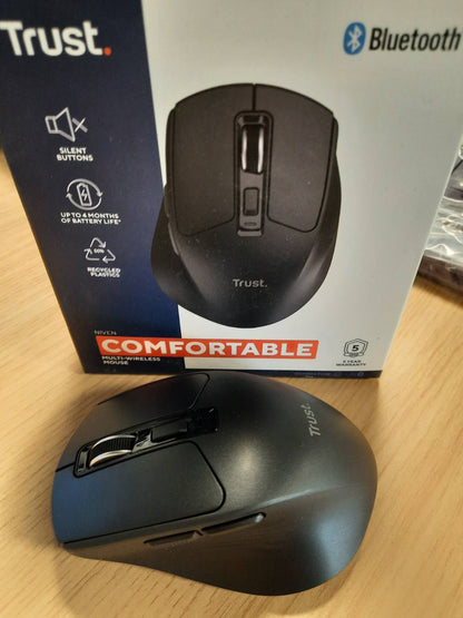 276794 - TRUST Maus pa tel Niven, Bluetooth + 2.4GHz, 800-3200 DPI, Maus i rehatshëm, 50% plastikë e ricikluar, i Zi