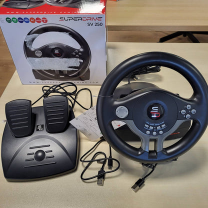 273113 - Subsonic Superdrive SV250 me pedale dhe levë ndërrimi shpejtësish, timon garash, rrotullim 180°, i pajtueshëm me Switch 2, PS4, Xbox Series X/S, Xbox One, PC - E zezë