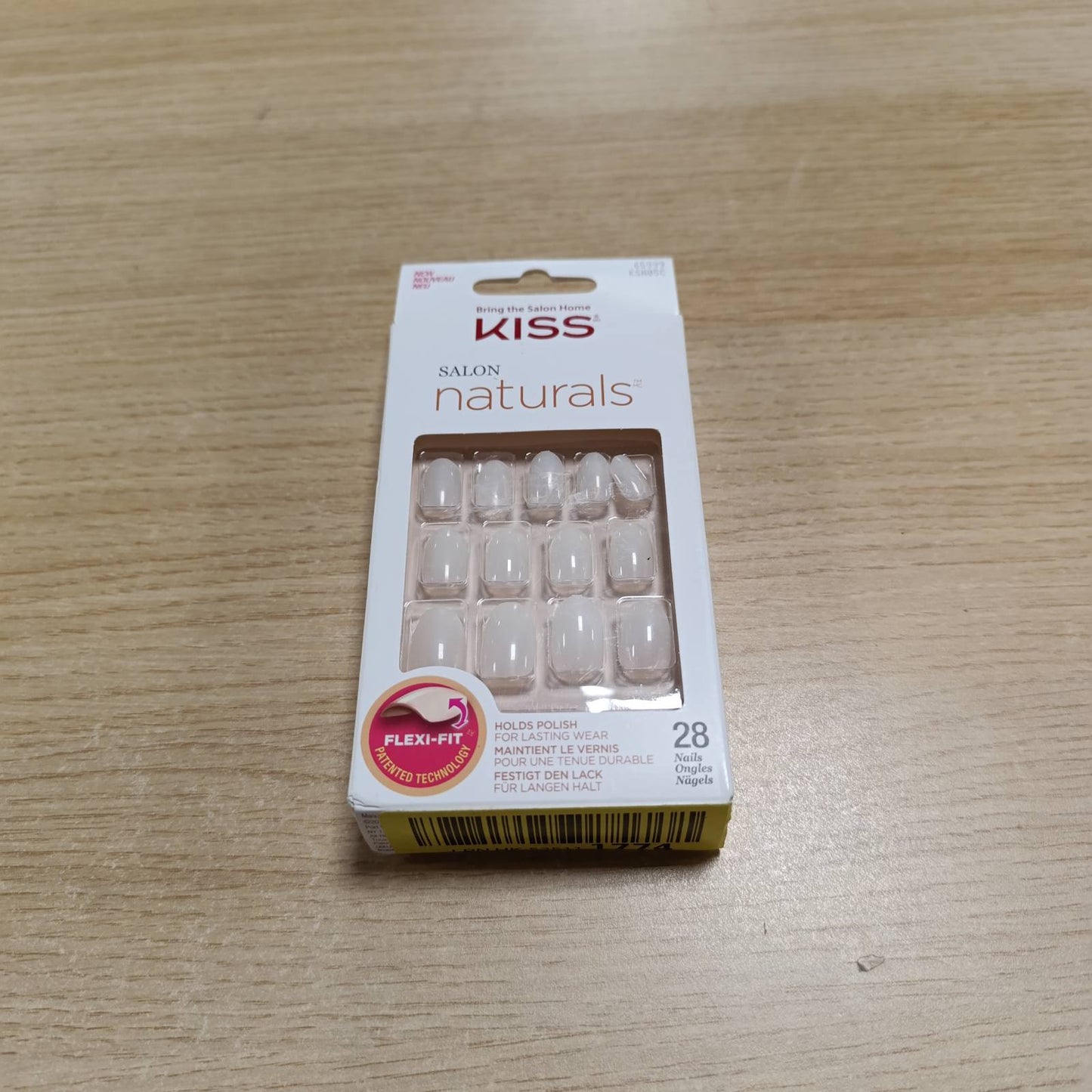 318989 - KISS Salon Natural 'Stir It Up' Thonj artificialë në formë arkivoli të shkurtër bajameje, 28 thonj, 2g ngjitës thonjsh, 1 shkop manikyr, 1 mini limë