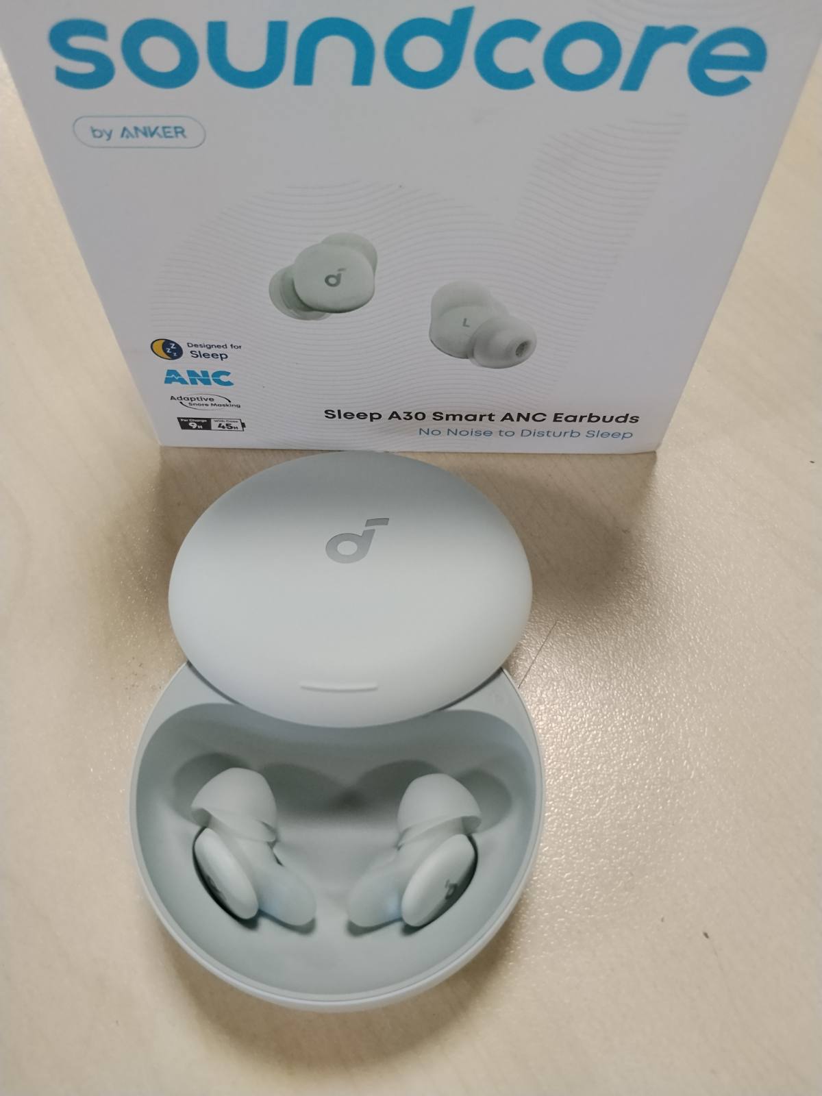 319296 - ANKER Soundcore Sleep A30 - Kufje për gjumë, Anulim aktiv i zhurmës, Maskim adaptiv i gërhitjes, 45 orë kohë loje