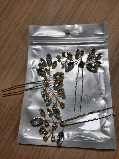 318591 - CUBAHOP 3  Kapëse flokësh për nusëri, Kristali, Aksesorë për dasma, ngjyre e artë