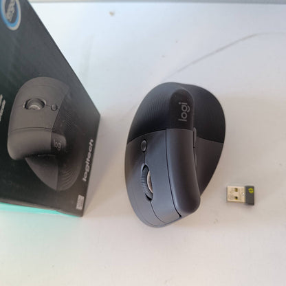 276317 - LOGITECH Maus Bluetooth Lift Vertical, Ergonomik, me Marrës USB Logi Bolt, Butona të Heshtur, 4 Butona, Gri