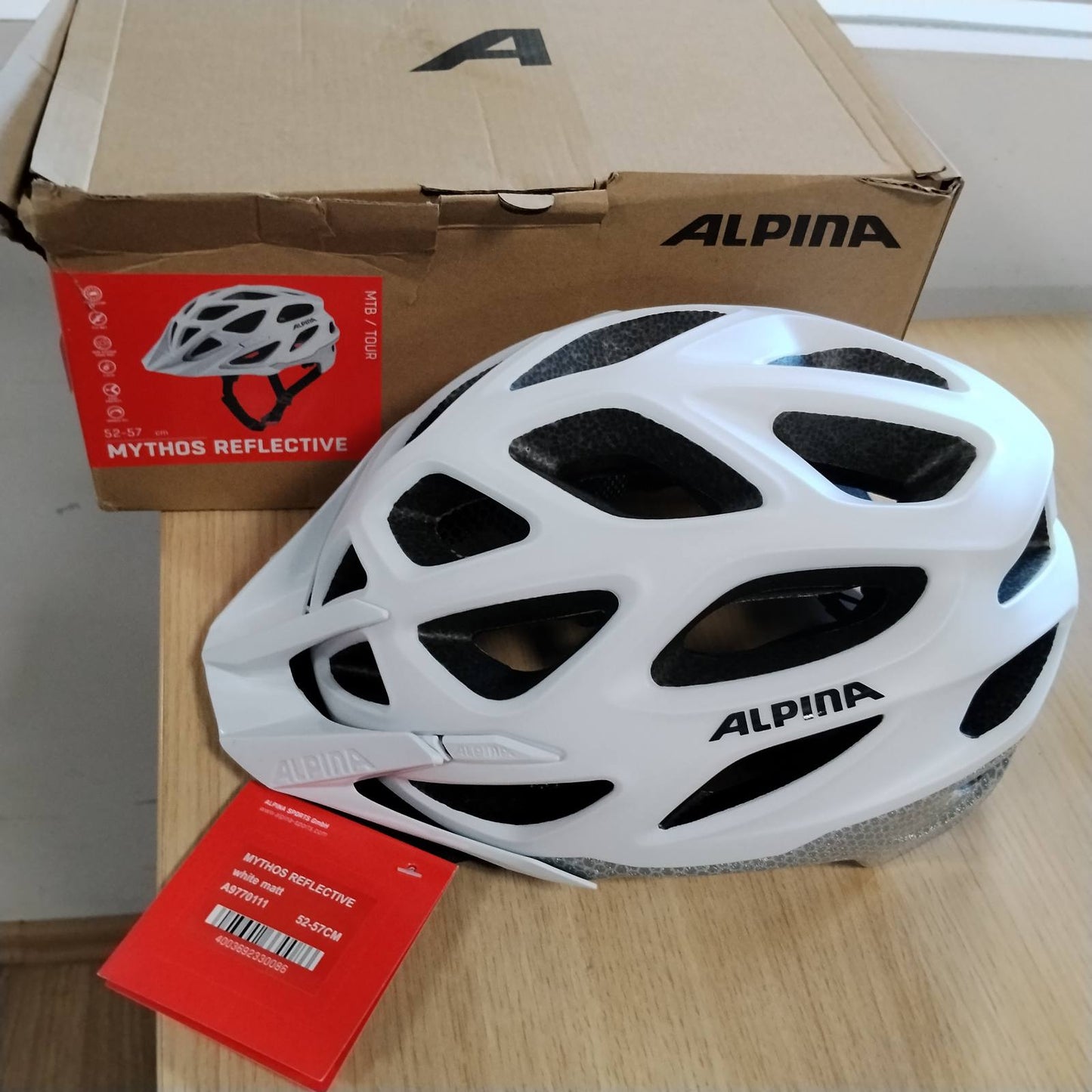 292208 - ALPINA Mythos Reflective - Helmetë biçiklete reflektuese, e bardhë mat, M (52-57 cm)