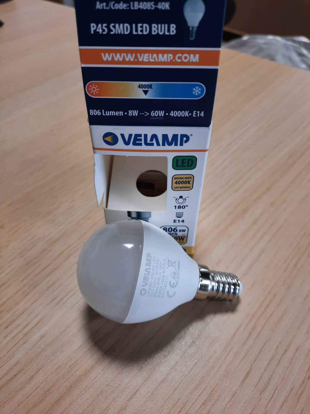 225320 - Llambë LED SMD, glob P45, 8W/806lm, bazë E14, 4000K
