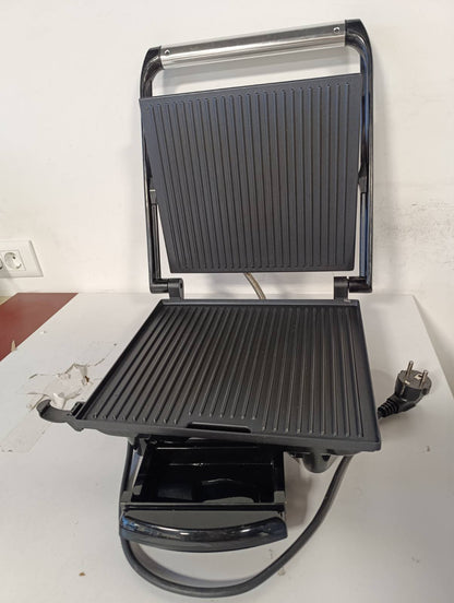 288278 - Tefal Inicio GC241D Skarë me Kontakt, Skarë Elektrike/Tostë Sanduiçi, Pjekje në Skarë me Pak Yndyrë, Panini, Bukë e Thekur, Biftek, Perime, Pjata Skare Jo-Ngjitëse, 2000W, 36.3x10.8x33.2cm, Çelik Inoks/E Zezë