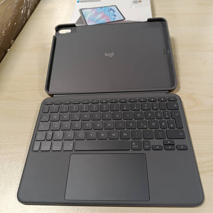272697 - LOGITECH Kutia e tastierës Combo Touch për iPad Air 11 inç (M2, M3 dhe M4), Tastierë e shkëputshme me ndriçim prapa, paraqitje gjermane QWERTZ - Gri