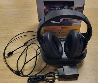 273117 - TECHNAXX Kufje pa tel për televizor me stacion karikimi, Bluetooth 5.4, jetëgjatësi baterie 30 orë, USB-C, lidhje optike dhe AUX, kufje stereo mbi vesh - TX-350