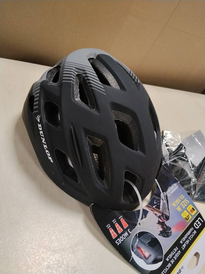 293693 - DUNLOP Helmetë Biciklete me dritë M, Ngjyrë e zezë, Casco da Bicicletta Unisex